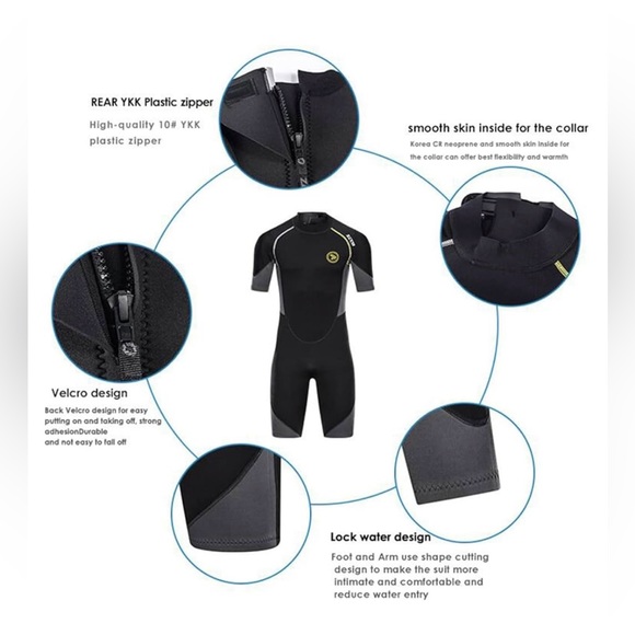 Men's Wetsuits 1.5/3mm Premium Neoprene BackZip Shorty Dive Skin Spearfishing - Picture 4 of 12